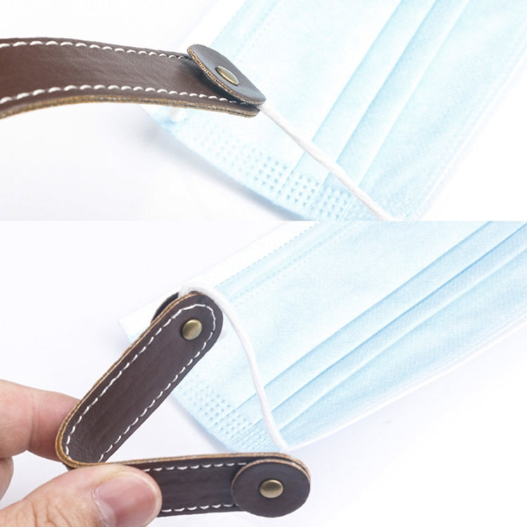 Adjustable Face Mask Ear Band Rope Anti-slip PU Leather Extension Buckle Hood(Random Color Delivery) by bashfashion