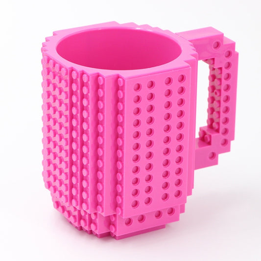 Building Blocks Design Creative Milk Mug Coffee Cup Build-on Brick Drinking Water Holder, Value:301-400ml(Rose red) by bashfashion