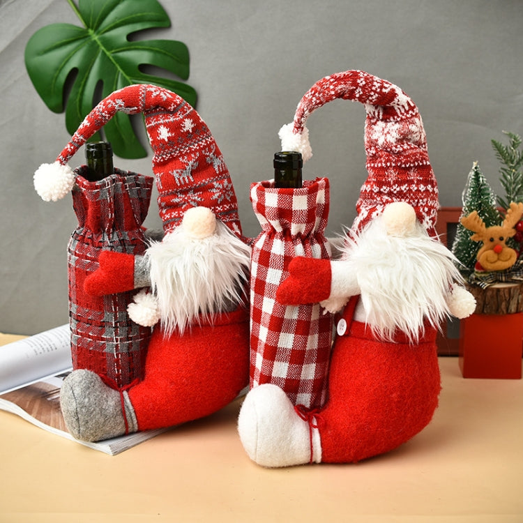 Christmas Faceless Doll Wine Bottle Cover Santa Claus Dining Table Standing Doll Wine Bottle Cover Decoration(Grey) by bashfashion