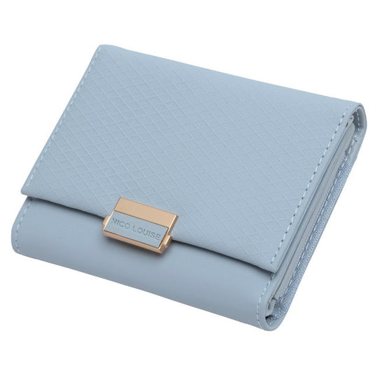 Luxury Wallet Female Leather Women Leather Purse Plaid Wallet Ladies Hot Change Card Holder Coin Small Purses for Girls(Light blue) by bashfashion