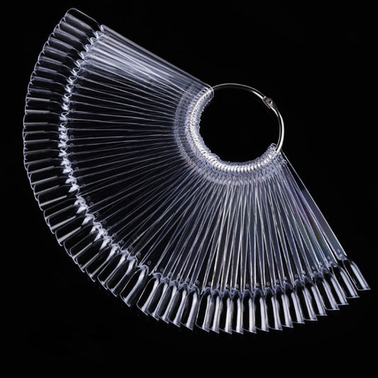 3 Set Fan-shaped Nail Mold Swatch Nail Polish Color Card Nail Art Display Board(With circle - transparent) by bashfashion