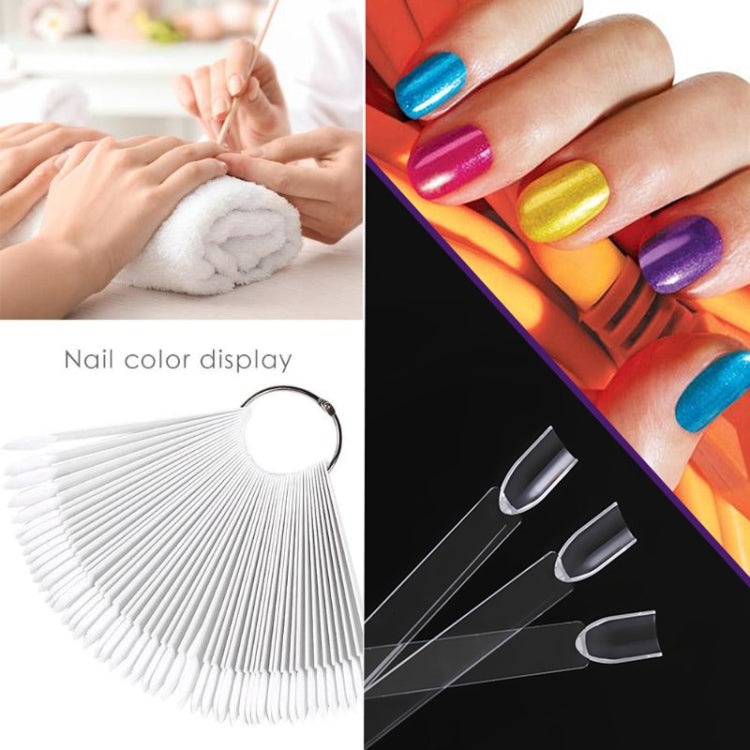 3 Set Fan-shaped Nail Mold Swatch Nail Polish Color Card Nail Art Display Board(With circle - transparent) by bashfashion