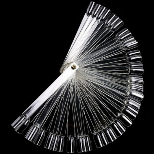 3 Set Fan-shaped Nail Mold Swatch Nail Polish Color Card Nail Art Display Board(With nails - transparent) by bashfashion