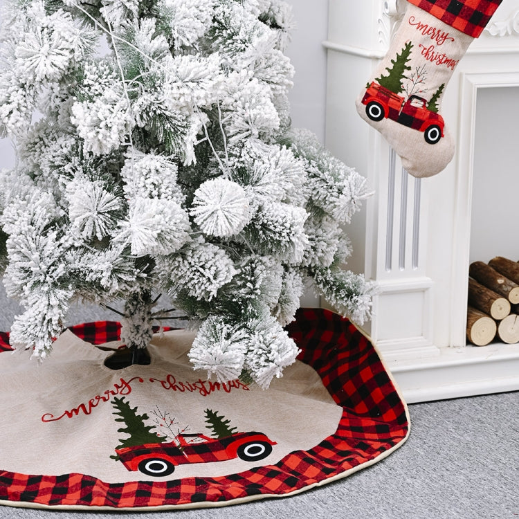 Christmas Decoration Supplies Linen Christmas Tree Skirt Car Christmas Tree Skirt by bashfashion
