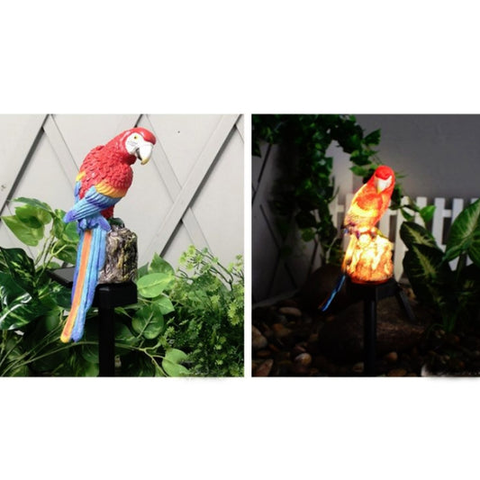 Solar Lawn Lamp Resin Craft Parrot Garden Courtyard Lamp(Red) by bashfashion