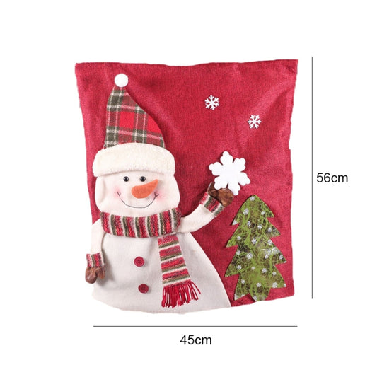 Christmas Decoration Linen Chair Cover(Snowman) by bashfashion