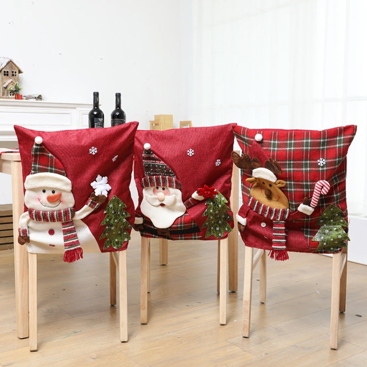 Christmas Decoration Linen Chair Cover(Snowman) by bashfashion