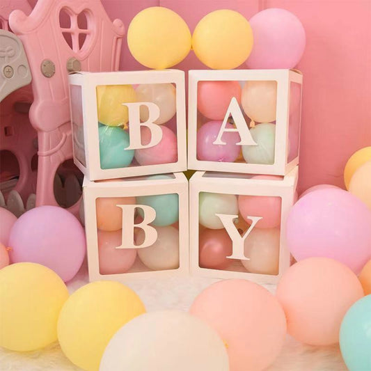 Wedding Birthday Party Decoration Transparent Letter Balloon Box(White Baby) by bashfashion