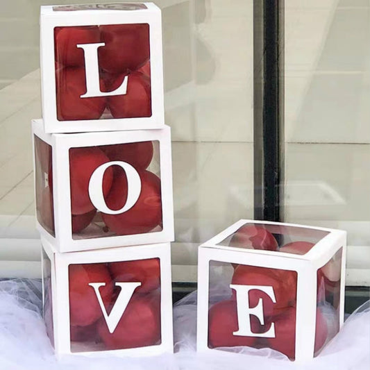 Wedding Birthday Party Decoration Transparent Letter Balloon Box(White Love) by bashfashion