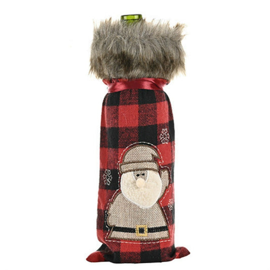 Decorations Red Lattice Wine Set Home Christmas Champagne Wine Bottle Set(Elderly) by bashfashion