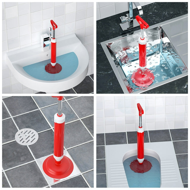 Household Sewer Dredge Toilet Suction Cup Vacuum Powerful Suction Pump, Style:Plastic Rod by bashfashion