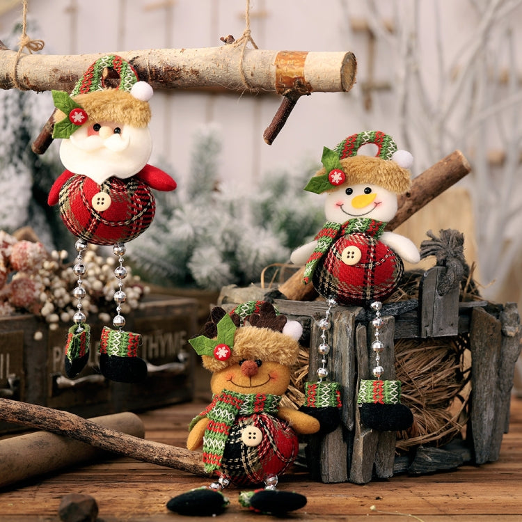 Christmas Plaid Cloth Beads Leg Pendants Christmas Window Decoration Cartoon Small Doll Ornaments(Elderly) by bashfashion