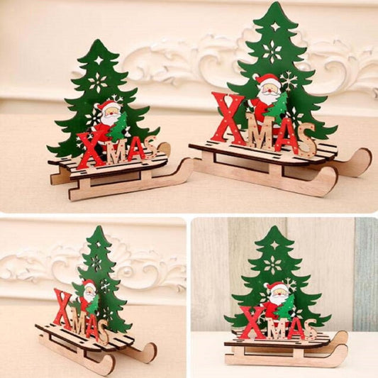 Christmas Decorations Christmas Painted Wooden Assembly DIY Sleigh Car Decoration Jigsaw Puzzle Gift, Size:Large(Old Man) by bashfashion