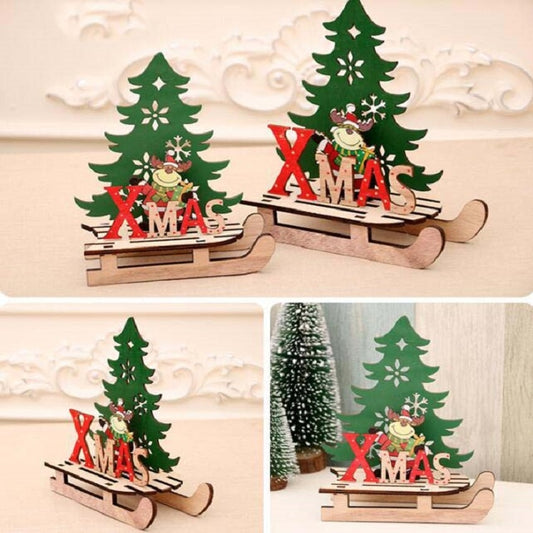 Christmas Decorations Christmas Painted Wooden Assembly DIY Sleigh Car Decoration Jigsaw Puzzle Gift, Size:Large(Elk) by bashfashion