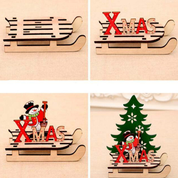 Christmas Decorations Christmas Painted Wooden Assembly DIY Sleigh Car Decoration Jigsaw Puzzle Gift, Size:Large(Snowman) by bashfashion