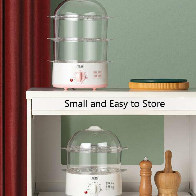 LINGRUI Timer Mini Multi-Function Egg Cooker Automatic Power Off Home Breakfast Machine, CN Plug, Specification:Double Layers(Pink) by bashfashion
