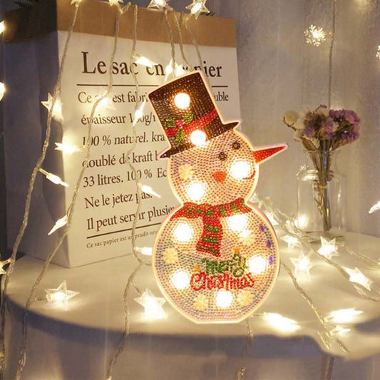 DIY Diamond Painting LED Night Light Sticking Diamond Christmas Decoration Table Lamp(Snowman) by bashfashion