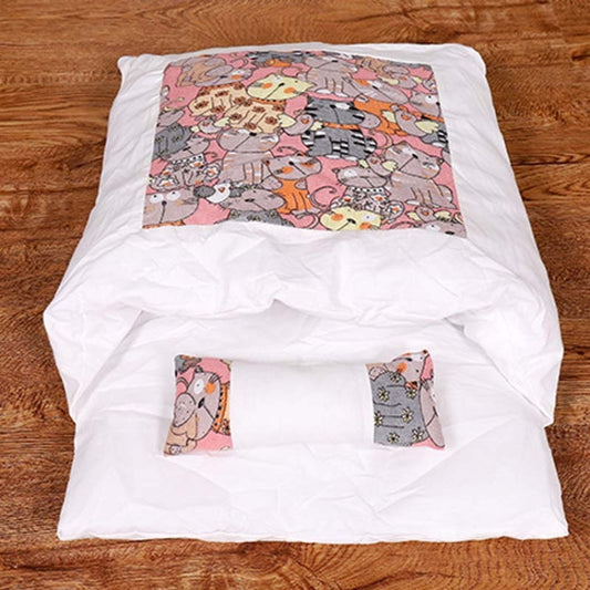 Closed Removable and Washable Cat Litter Sleeping Bag Winter Warm Dog Kennel, Size: M(Pink Cat) by bashfashion
