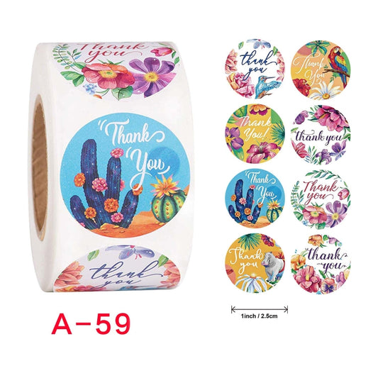 Roll Seal Sticker Thank You Sticker Flower Decoration Sticker Label, Size: 2.5cm / 1inch(A-59) by bashfashion