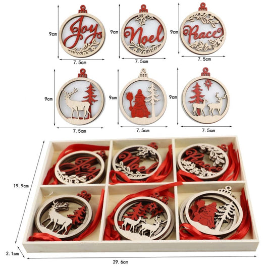 Christmas Creative DIY Decoration Gift Set Handmade Wood Chip Pendant, Style:JM02036 by bashfashion