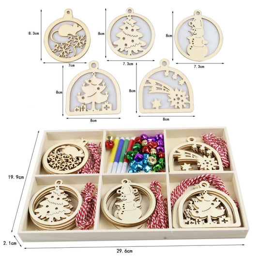 Christmas Creative DIY Decoration Gift Set Handmade Wood Chip Pendant, Style:JM02038 by bashfashion