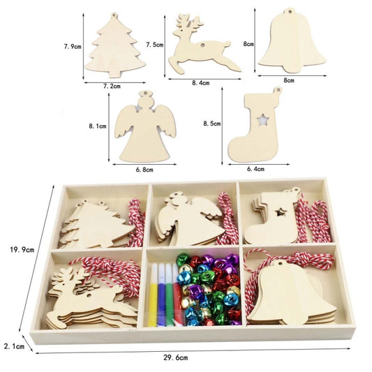 Christmas Creative DIY Decoration Gift Set Handmade Wood Chip Pendant, Style:JM02039 by bashfashion