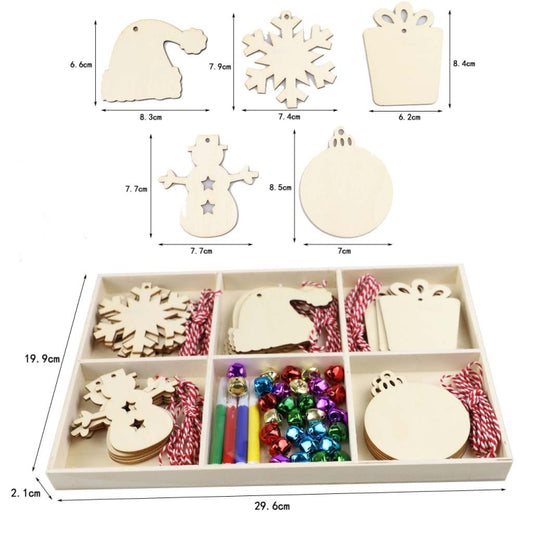 Christmas Creative DIY Decoration Gift Set Handmade Wood Chip Pendant, Style:JM02040 by bashfashion