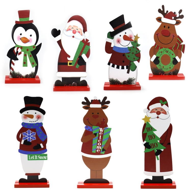 Christmas Festival Decorations Wooden Figure Desktop Decoration, Specification: Elk Gift by bashfashion