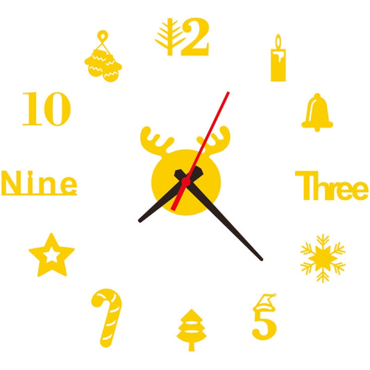 Acrylic 3D Wall Clock DIY Living Room Bedroom Wall Background Decoration(Gold) by bashfashion