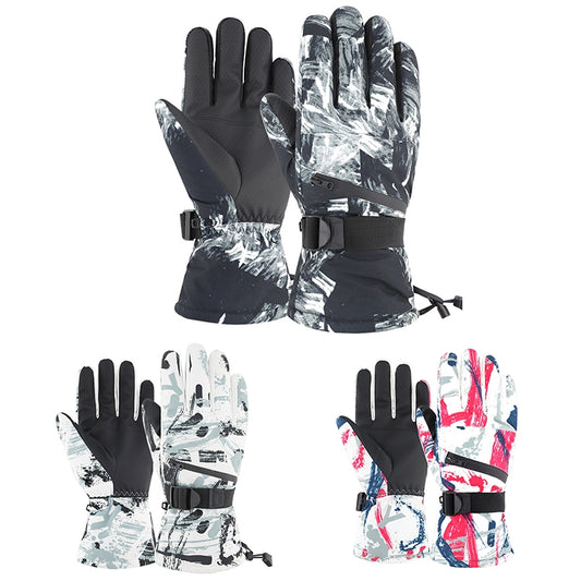 Winter Thermal Ski Gloves Outdoor Waterproof Velvet Gloves Thickening Touch Screen Motorcycle Gloves, Size: L(Black) by bashfashion
