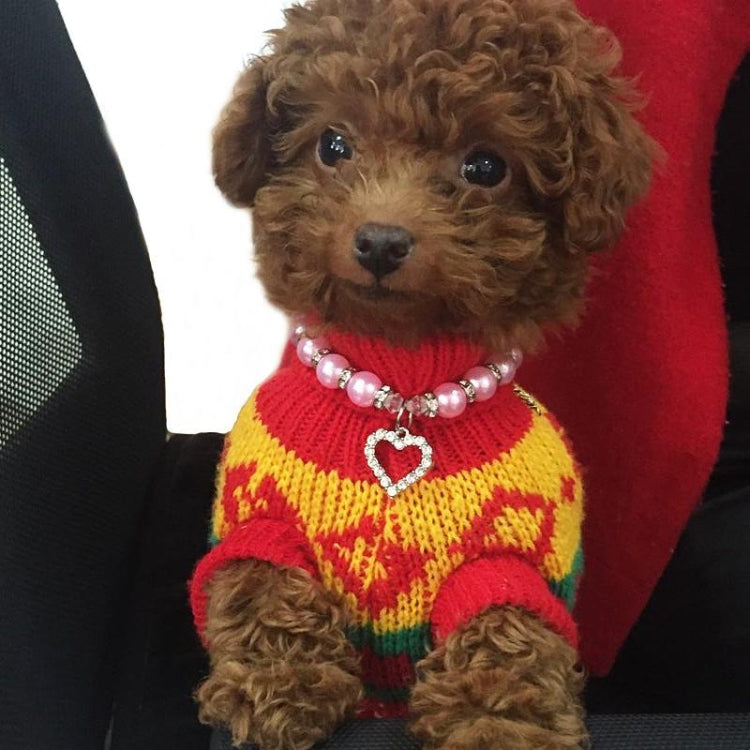 Pet Supplies Pearl Necklace Pet Collars Cat and Dog Accessories, Size:S(Pink) by bashfashion