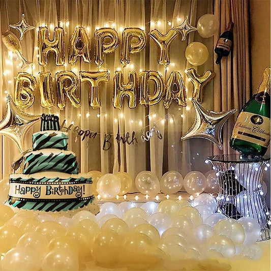 Birthday Party Layout Letter Aluminum Film Balloon Decoration Set(Style Three) by bashfashion
