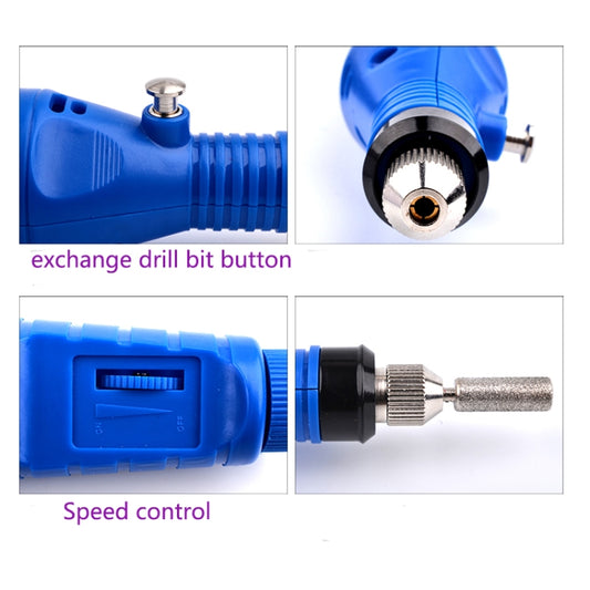 Electric Nail Kit Nail Tips Manicure Machine Electric Nail Art Pen(US Blue) by bashfashion