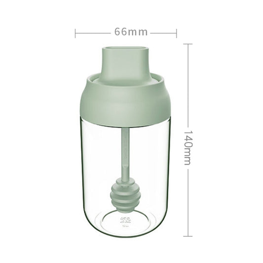 3 PCS Macaron Ribbon Moisture-Proof Lid Spoon One Seasoning Jar Glass Seasoning Bottle with Label, Style:Honey Bottle(Green) by bashfashion