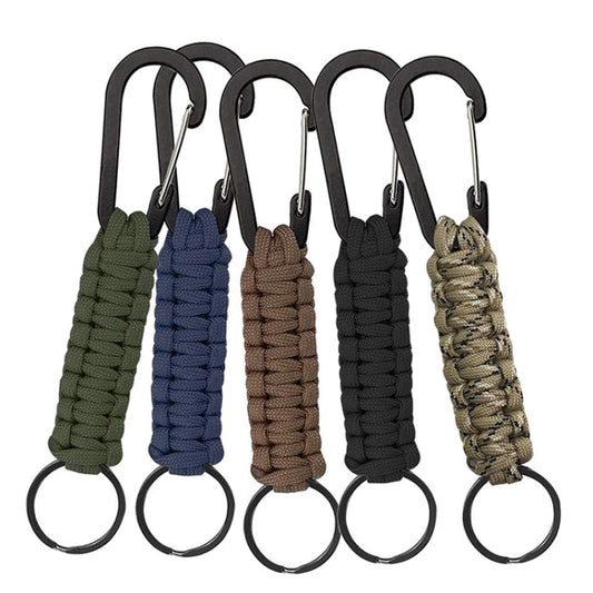 Outdoor Multifunctional Nylon Umbrella Rope Carabiner Key Chain(Black) by bashfashion