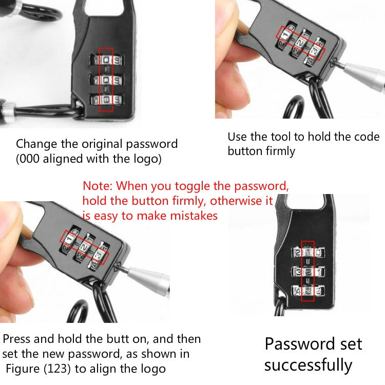 Helmet Lock Mountain Bike Wire Lock Safety Lock Bicycle Motorcycle Electric Bike Portable Password Steel Cable Lock by bashfashion