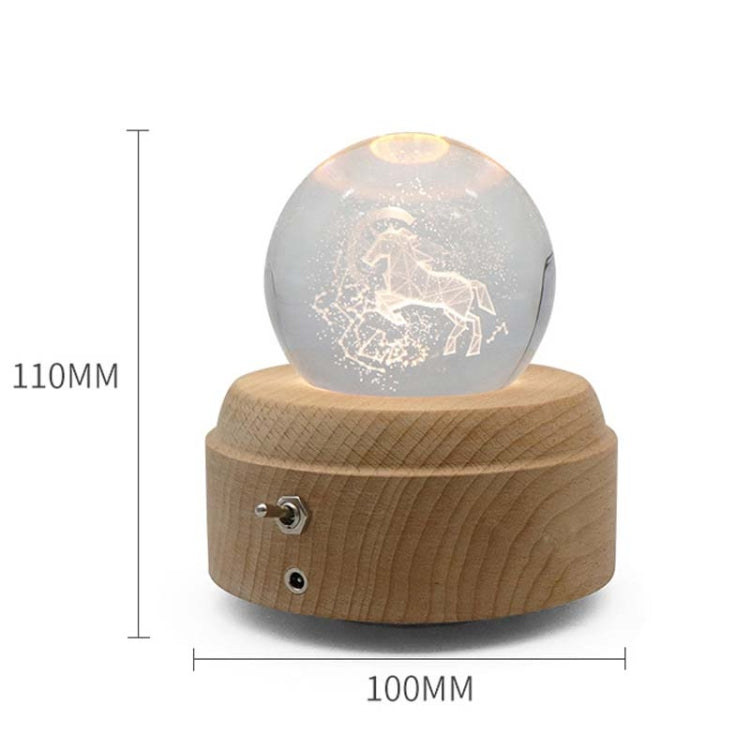 Girl Bedside Lamp Crystal Ball Wooden Base Music Box Charging Glow Rotating Night Light, Random Music(Ballet) by bashfashion