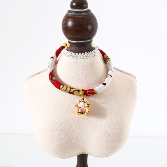 Lucky Cat Copper Bell Adjustable Pet Cat Dog Collar Necklace, Size:S 20-25cm(Red Cat) by bashfashion