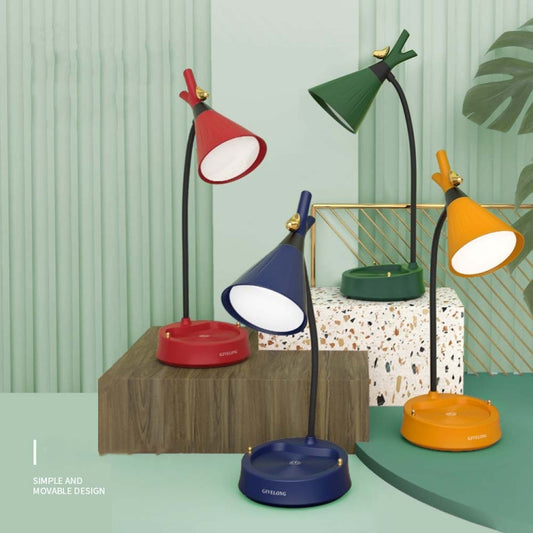 GIVELONG Forest Bird LED Touch Usb Table Lamp With Mobile Phone Holder Bedroom Bedside Night Light(GL361-3 Blue) by bashfashion