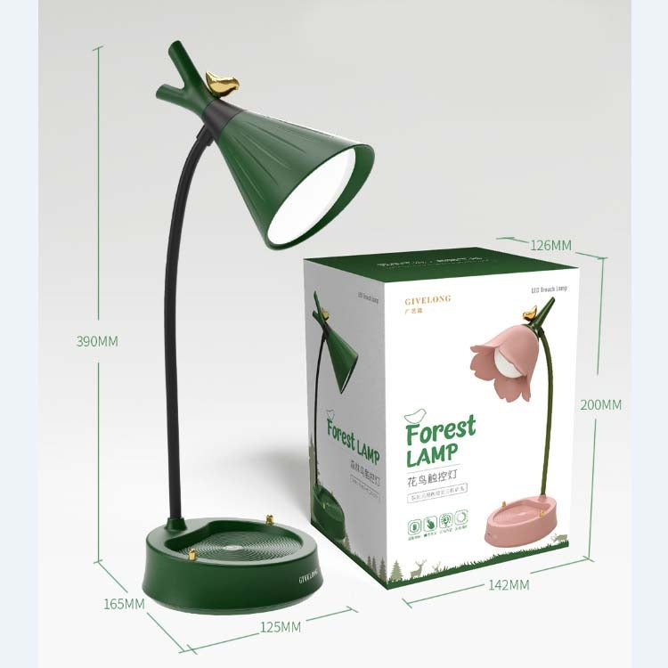 GIVELONG Forest Bird LED Touch Usb Table Lamp With Mobile Phone Holder Bedroom Bedside Night Light(GL361-1 Red) by bashfashion