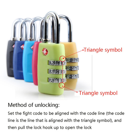Customs Luggage Lock Overseas Travel Luggage Zipper Lock Plastic TSA Code Lock(Green) by bashfashion