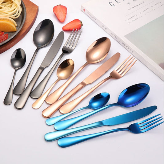 24 in 1 Stainless Steel Tableware Western Steak Cutlery Gift Set, Color: Rose Gold by bashfashion