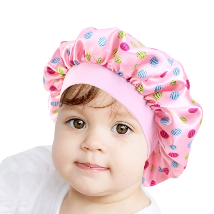 K-14 Children Printed Satin Nightcap Adjustable Stretch Hair Care Hat Shower Cap, Size: One Size(Apple Blue) by bashfashion