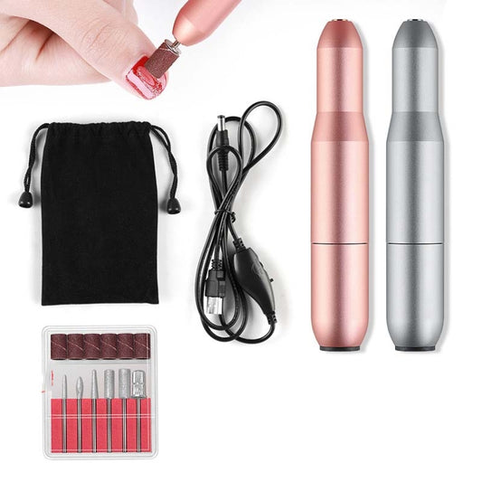 Usb Nail Polisher Portable Pen Type Electric Exfoliating Polisher(Rose Gold) by bashfashion