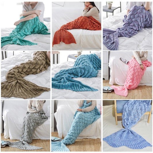 Mermaid Tail Knitted Blanket Fish Tail Blanket, Size:195x90cm(Gray) by bashfashion