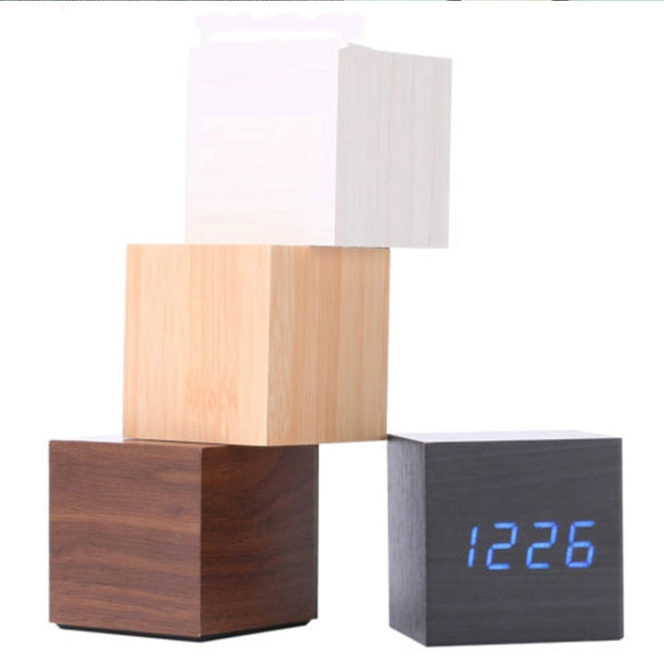 Multicolor Sounds Control Wooden Clock Modern Digital LED Desk Alarm Clock Thermometer Timer White Green by bashfashion