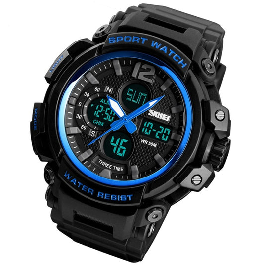 SKMEI 1343 Men Outdoor Sports Waterproof Watch Student Digital Watch(Blue Black) by SKMEI
