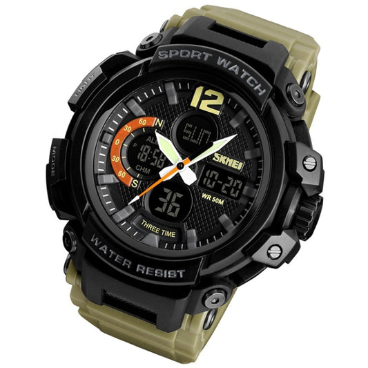 SKMEI 1343 Men Outdoor Sports Waterproof Watch Student Digital Watch(Khaki) by SKMEI