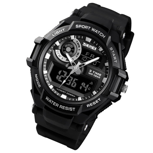 SKMEI 1357 Mens Multifunctional Sports Digital Watch Student Waterproof Watch(Black) by SKMEI