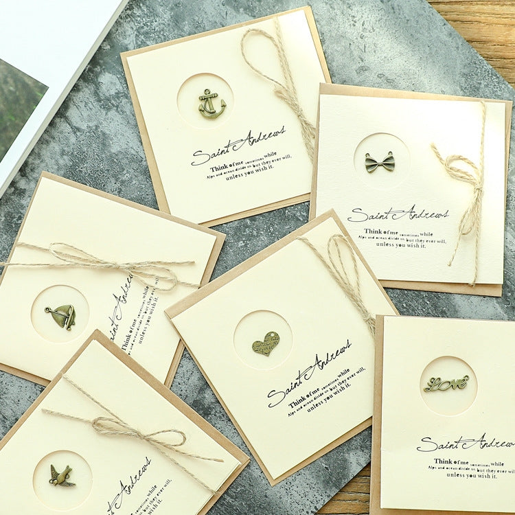 10pcs Vintage Metal Gift Greeting Card Cowhide Envelope Holiday Card(10 Arc de Triomphe) by bashfashion